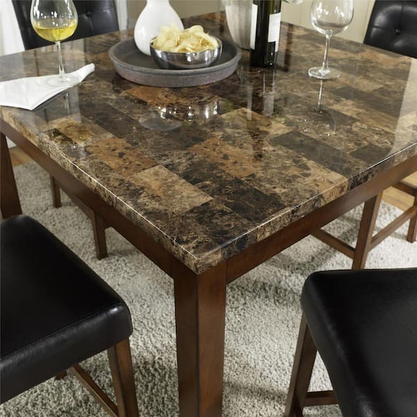 Brown Counter Height Dining Set, Counter Height Marble Top Kitchen Table