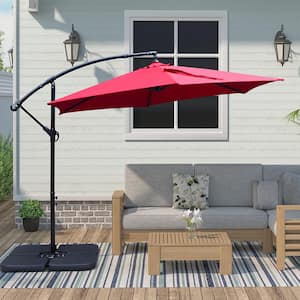 10 ft. Market Offset Outdoor Patio Umbrella in Red