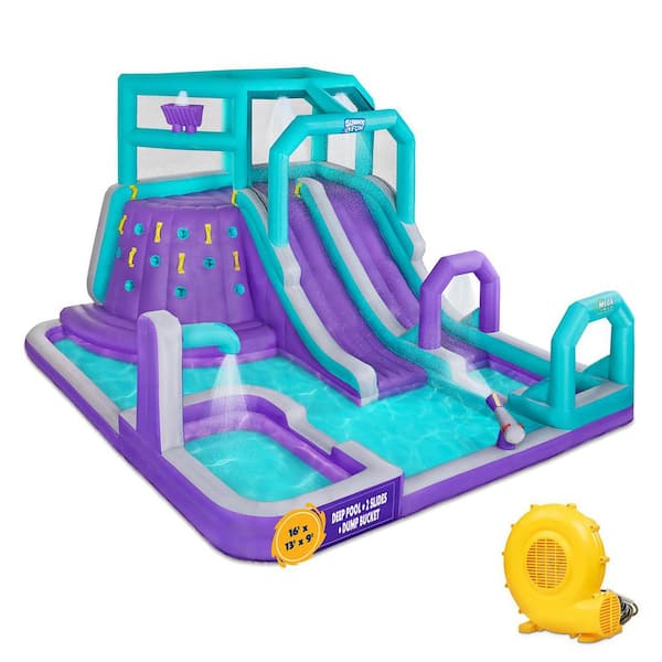 Inflatable Water Slide and Blow up Pool, Kids Water Park for Backyard