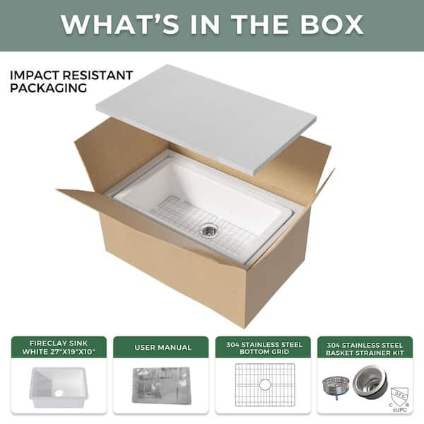 Vomlor 27 in. Fireclay Kitchen Sink Dual Drop-In Undermount