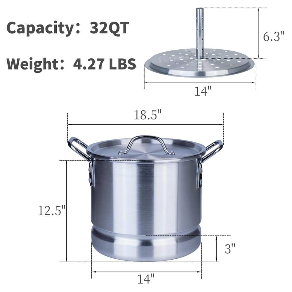 32 Quart Aluminum Tamale Steamer Pot with Lid