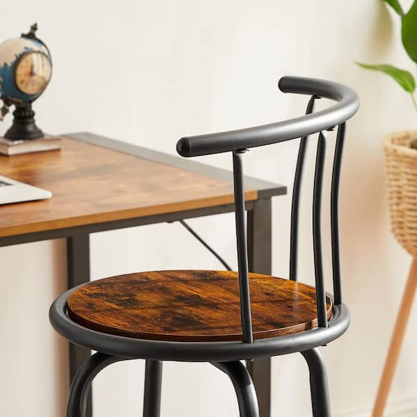 Bar Stools Set of 2 with Back Metal Barstools Tall Chair for Indoor Outdoor Pub Kitchen, Height 27.3 in., Brown