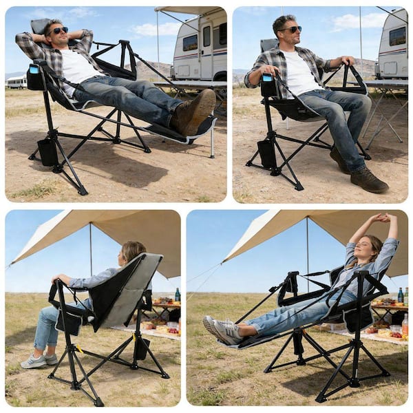 SEEUTEK Folding Hammock Chair with Footrest, Swinging Portable