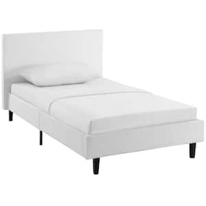 Anya White Fabric Twin Bed