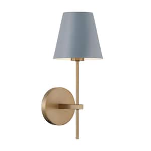 Xavier 1-light Vibrant Gold and Blue Wall Sconce