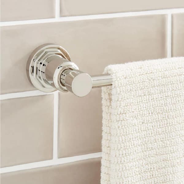 SIGNATURE HARDWARE Greyfield 24 in. Wall Mounted Single Towel Bar in Polished Nickel