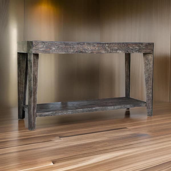 Benjara 18.5 in. Brown Rectangle Wooden Console Table with 1-Shelf