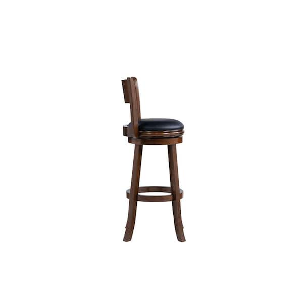 34 in. Palmetto Extra Tall High Back Wood Swivel Bar Stool - Cappuccino Finish