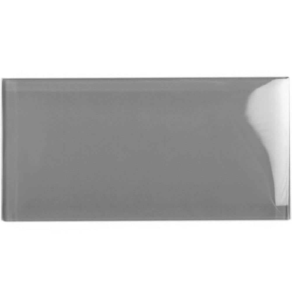 Aura Gray 3 in. x 6 in. Polished Glass Mosaic Tile Sample (0.12 sq. ft./Piece) price history on PriceWatchPro