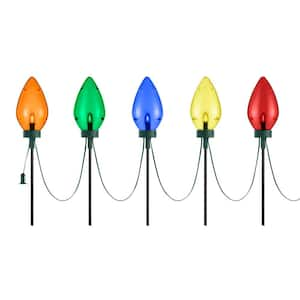 20 in. Multi-Colored Giant C7 LED Pathway Lights (5-Pack)