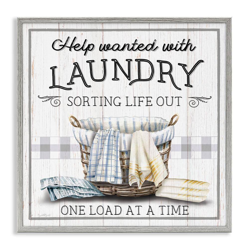 Help Wanted Laundry Basket by Elizabeth Tyndall 1 Piece Gray Framed Typography Giclee Art Print 17 in. x 17 in. price history on PriceWatchPro