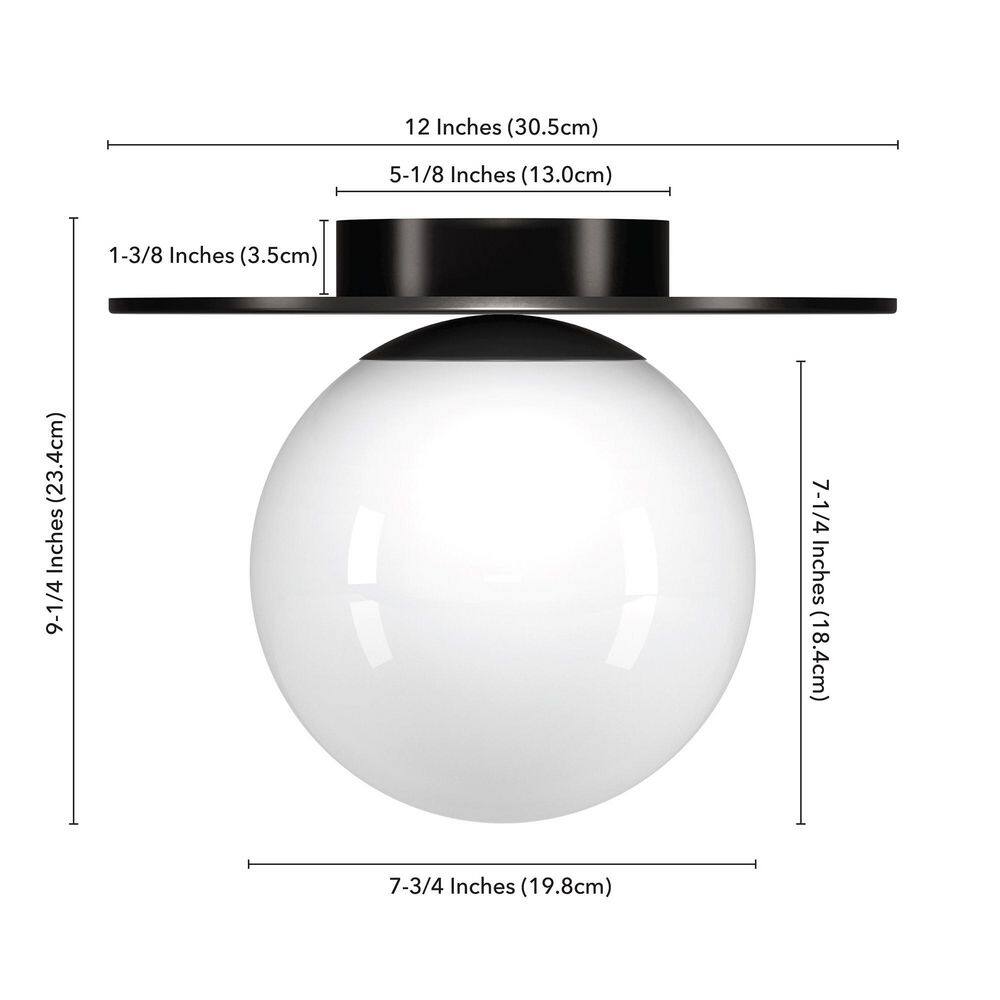 12" Blackened Bronze Globe Flush Mount Ceiling Light