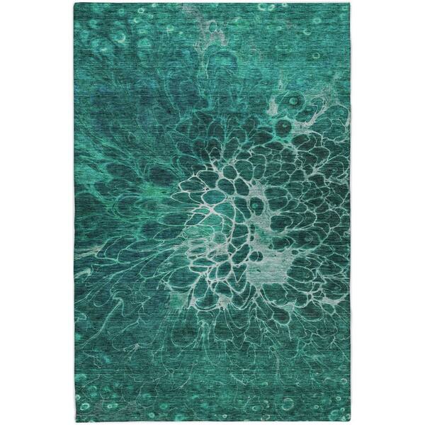Dream Shag Premium Machine Washable Abstract ADS652 Teal 10 ft. x 14 ft. Area Rug