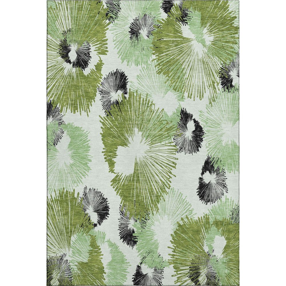 Mayfield Premium Machine Washable Abstract AMF2132 Olive 3 ft. x 5 ft. Area Rug price history on PriceWatchPro