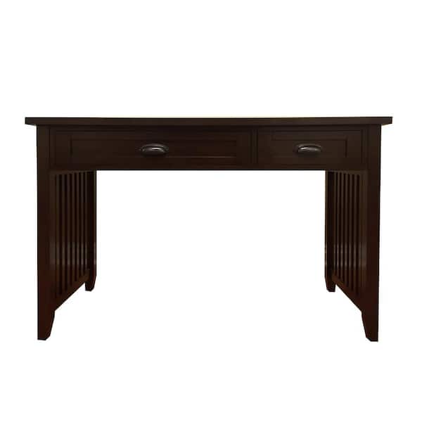 DonnieAnn 48 in. Rectangular Dark Walnut 2 Drawer Writing Desk with Keyboard Tray