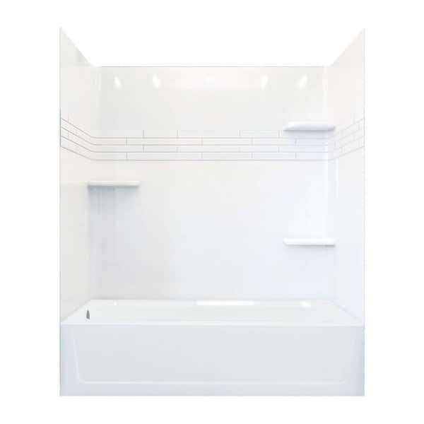 Topaz 60 in. L x 30 in. W x 74.75 in. H Rectangular Tub/ Shower Combo Unit in White with Left-Hand Drain