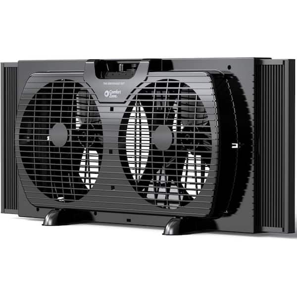 9 in. Electric Twin Window Fan with 3 Fan Speeds, 22 in. Diameter, Quiet Setting, Black