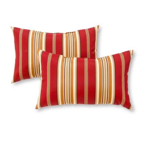 Greendale Home Fashions Roma Stripe Lumbar Outdoor Throw Pillow (2-Pack)