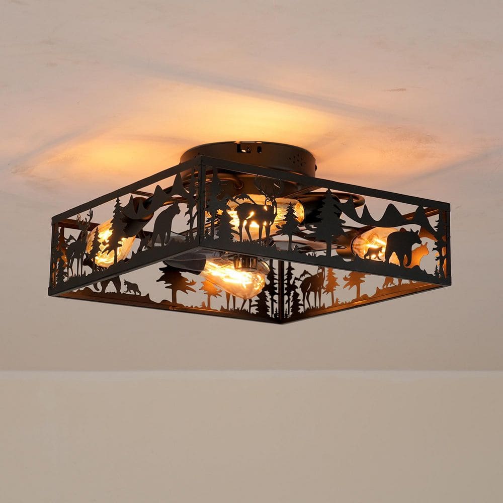 20 in. Smart Indoor Matte Black Low Profile Standard Square Caged Ceiling Fan with Remote Control and No Bulbs Included price history on PriceWatchPro