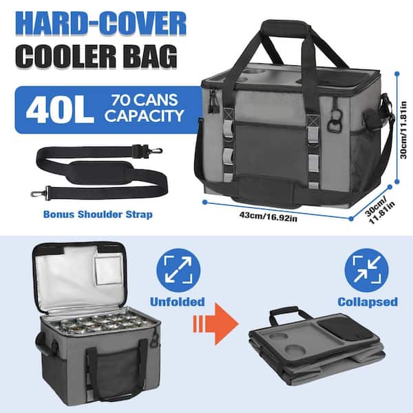 42 qt. Soft Cooler Bag with Hard Shell and 2 Cup Holders