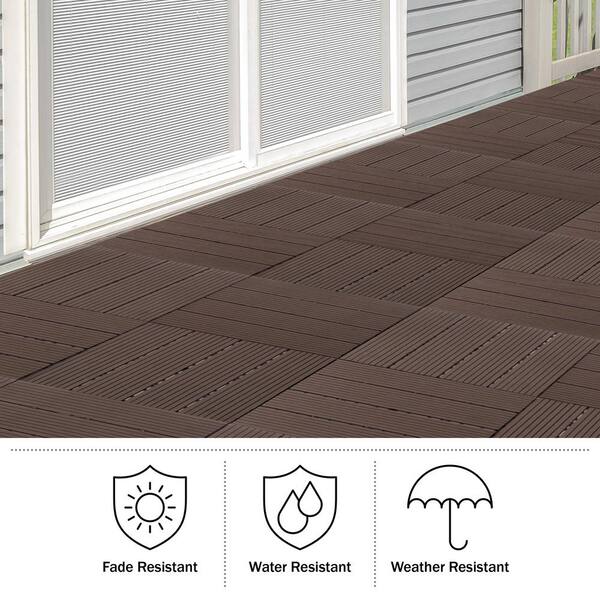 Pure Garden 0.97 ft. x 0.97 ft. Slate Composite Deck Tile in Mocha (30-Per Pack)