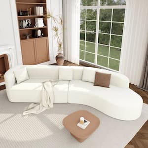 125.8 in. 2-Piece Polyester Modern Large Sectional Sofa in Beige with 3 Pillows, No Assembly Required