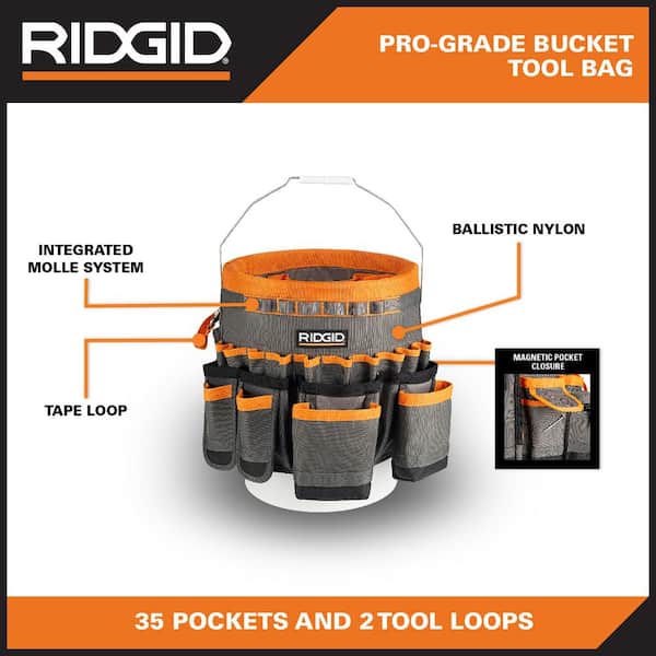 64-Pocket Bucket Tool Organizer Fits 5 Gallon Buckets for