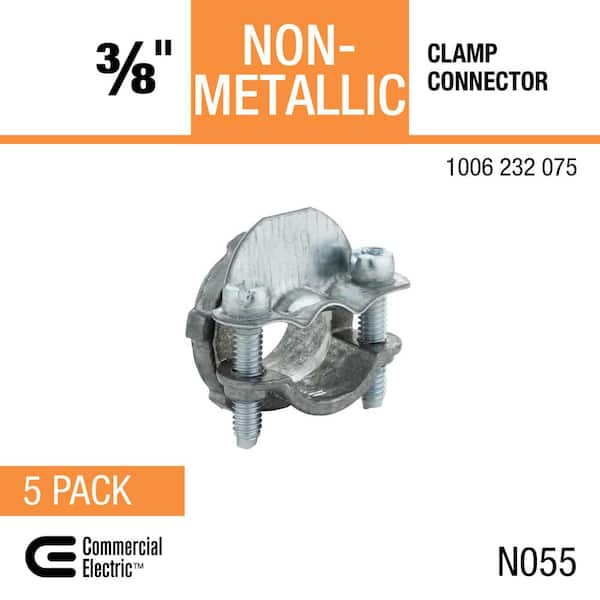 Commercial Electric 3/8 in. (1/2 in. Knockout) NonMetallic Clamp Connector (5Pack) FNC1Z385