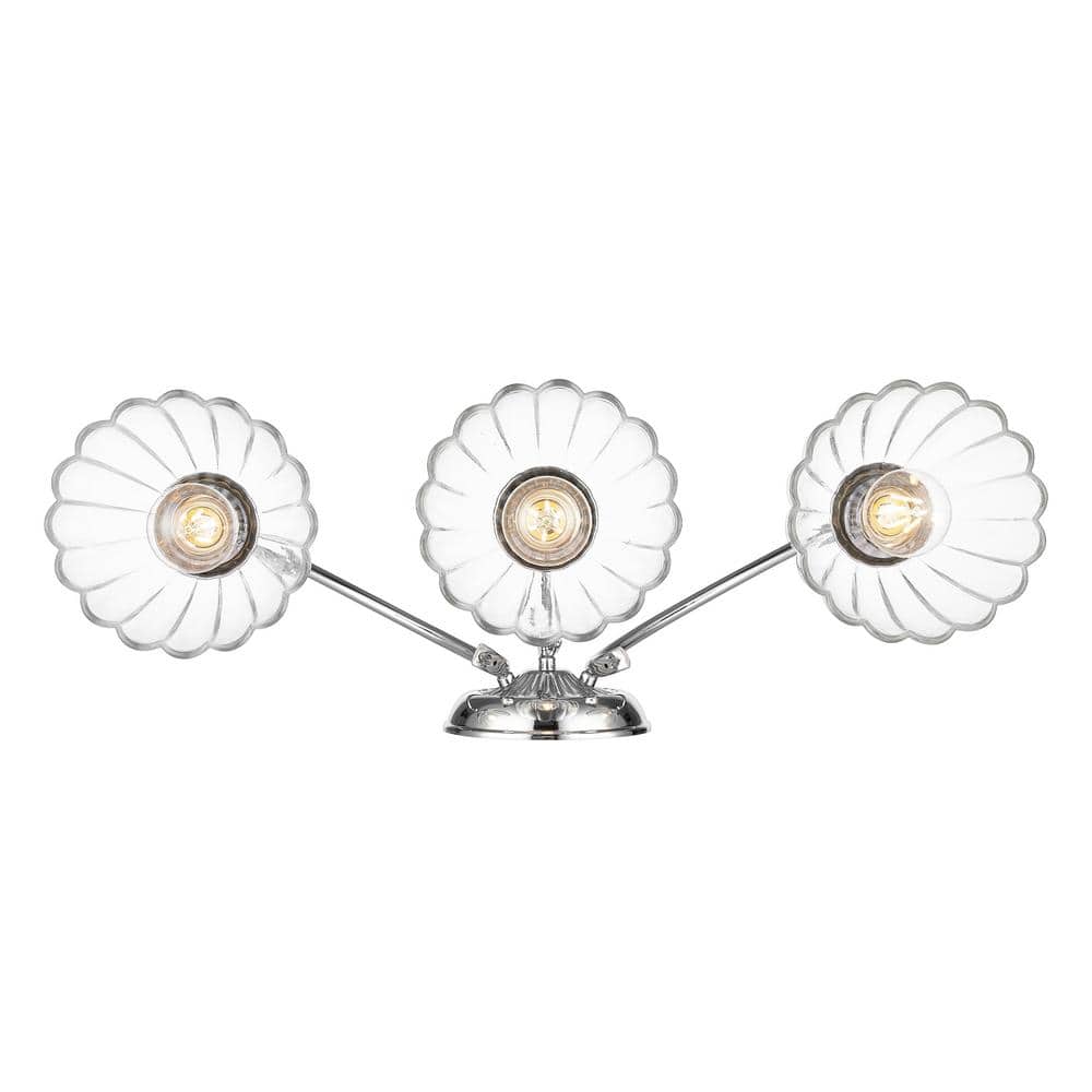 Audra 9.5 in. 3-Light Silver Vanity Light with Clear Glass price history on PriceWatchPro