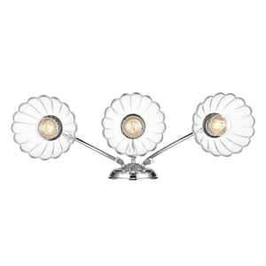 Audra 9.5 in. 3-Light Silver Vanity Light with Clear Glass