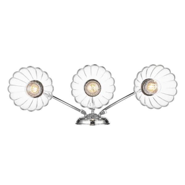 Audra 9.5 in. 3-Light Silver Vanity Light with Clear Glass