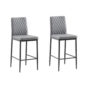 TD Garden Metal Outdoor Dining Chair with Gray Cushions (2-Pack)