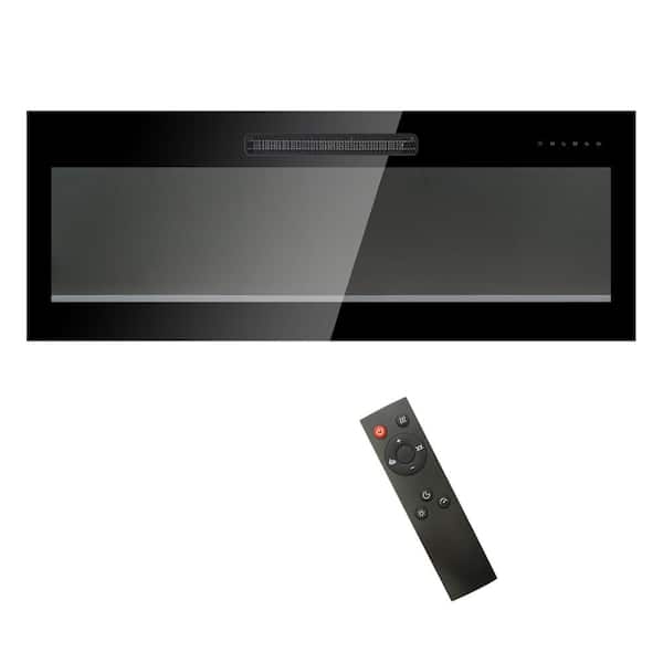 5000 BTU Recessed  Tempered Glass Front Wall Mount Electric Fireplace Other Furnace with Remote, Multi Color Flame