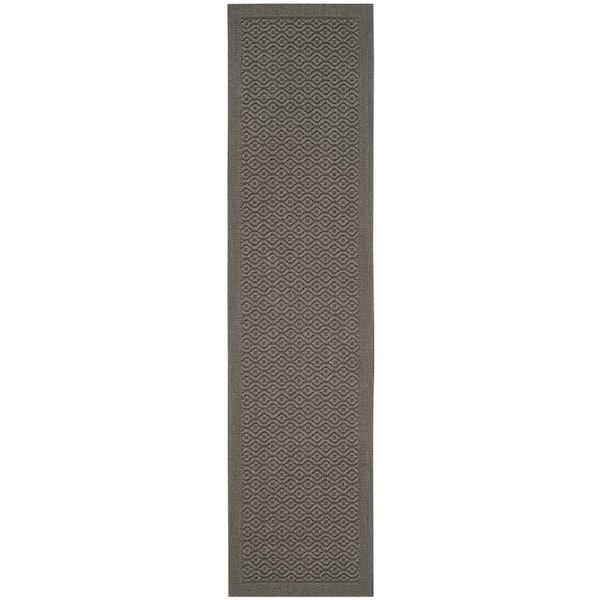 Palm Beach 2 ft. x 12 ft. Ash Speckled Border Runner Rug