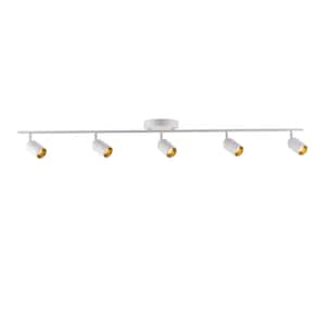 Shura 5-Light White Integrated LED Track Light with Rotatable Heads, 4 ft. Fixed Track Lighting Kit, 3000k, 2450 Lumens