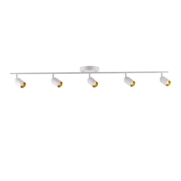 Shura 5-Light White Integrated LED Track Light with Rotatable Heads, 4 ft. Fixed Track Lighting Kit, 3000k, 2450 Lumens