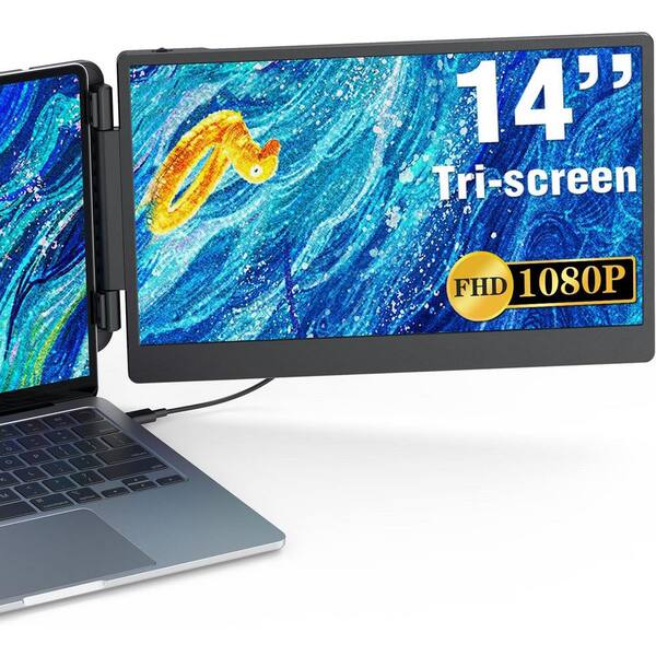 14-Inch 1080P Portable Dual Monitor Extender for Laptops-USB-C & HDMI, Plug & Play, Fits 13-17.3 Inch Mac & Windows