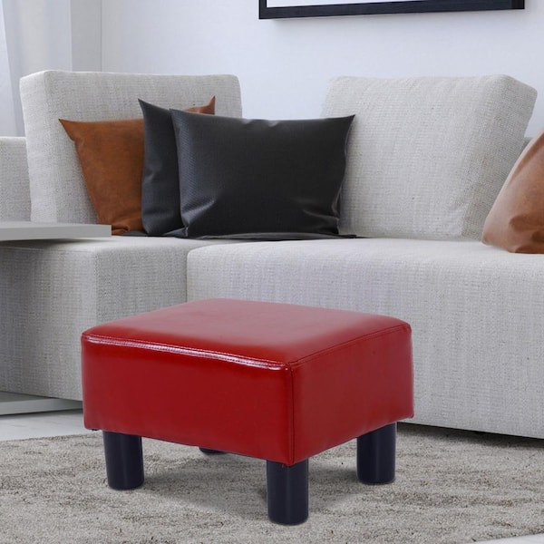 Small Foot Stool Foot Stools Ottoman Foot Rest Footstool with Storage  Footstools for Living Room Faux Leather Brown 15 W x 12 D x 9.5