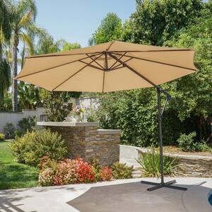 11.5 ft. Steel can'tilever Tilt Patio Umbrella in Sand