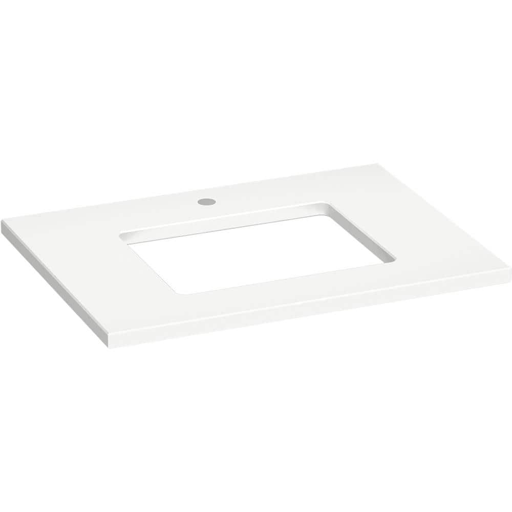 Silestone Miami White Quartz 31-Inch Vanity Top with Rectangle Cutout