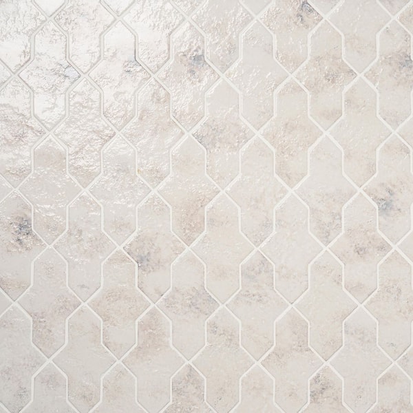 Elara Cruz Seashell White 4.48 in. x 8.46 in. Glossy Textured Porcelain Floor and Wall Tile (5.32 Sq. Ft. / Case)