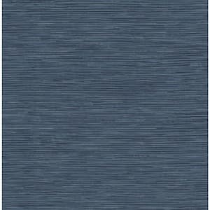 Naval Blue and Metallic Silver Cyrus Faux Grasscloth Vinyl Peel and Stick Wallpaper Roll (30.75 sq. ft.)