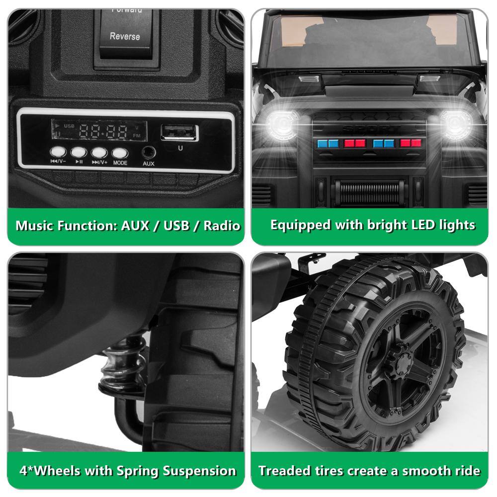 Black 12V Electric Ride-On Truck with Remote Control