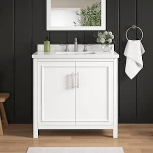 Nyall 36 in. W x 22.1 in. D x 34.5 in. H Single Sink Bath Vanity in Pure White with White Quartz Top