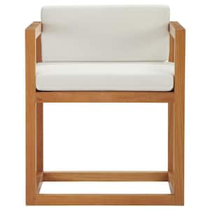 Newbury Grade A Natural Teak Outdoor Dining Chair with White Cushions