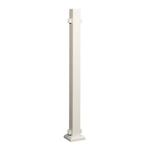 Al13 Home Rail 6.1 in. H x 6.1 in. W Matte White Aluminum Line Post with Base Cover and Brackets Stair Railing Kit