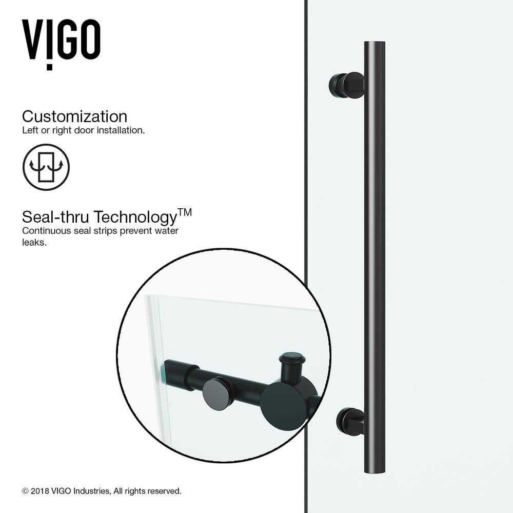 Winslow 46" Matte Black Frameless Sliding Shower Enclosure with Clear Glass