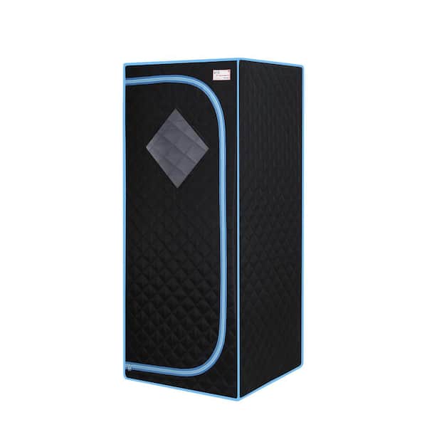 Cesicia 1-Person Black Full Size Infrared Portable Sauna with Foldable Chair and Remote Controller