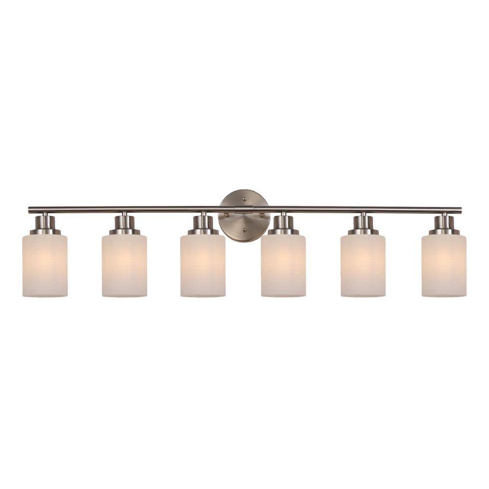 38.6 in. 6-Light Silver Bathroom Vanity Light Fixture, Frosted Glass Shades, Modern Wall Mounted Lighting (No Bulbs) price history on PriceWatchPro