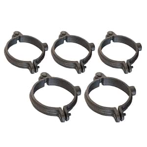 4 in. Hinged Split Ring Pipe Hanger, Malleable Iron Clamp with 7/8 in. Rod Fitting, for Suspending Tubing (5-Pack)